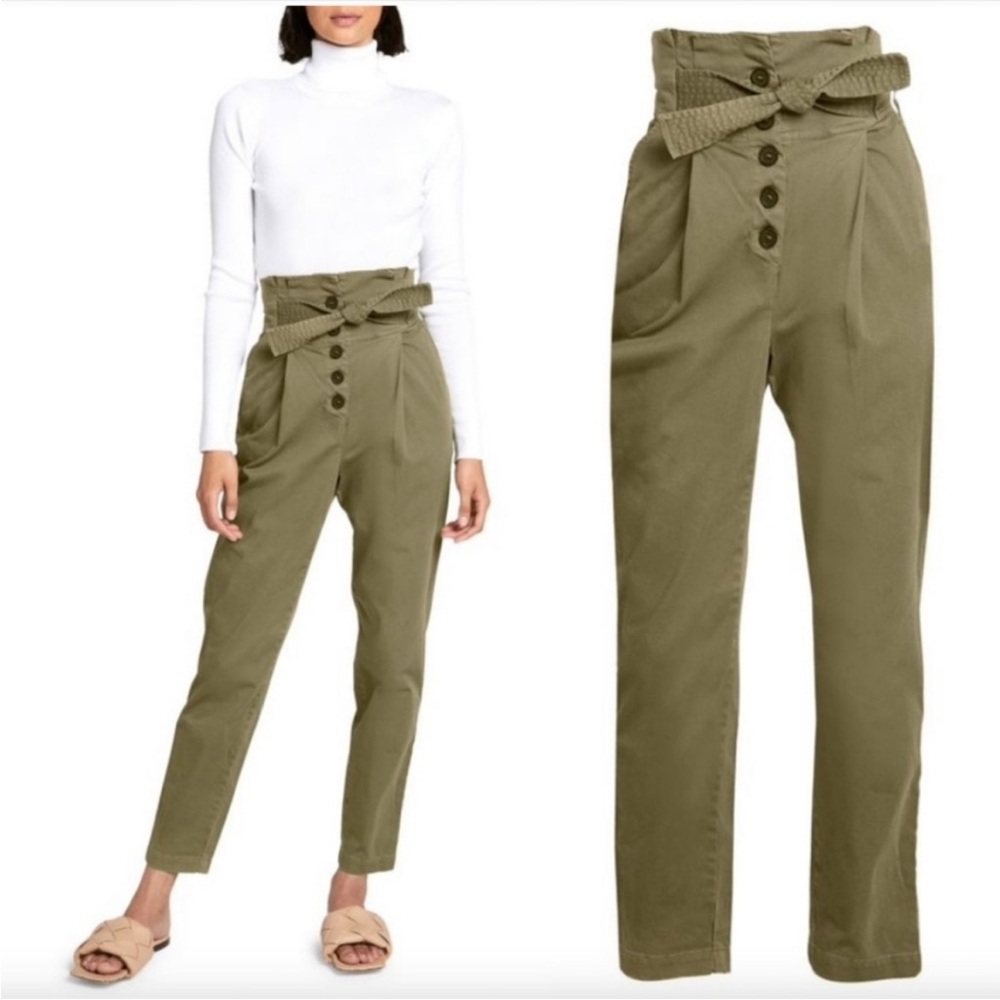 A.L.C Krew Tapered Paperbag Pants In Green Womens Size 2